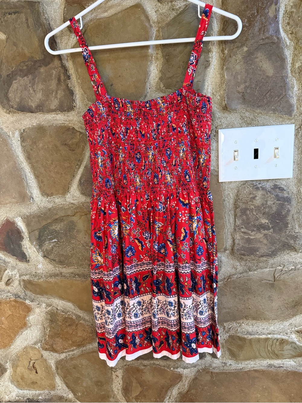 Ashley Taylor Smocked Calico Floral Sundress Large - Blue, Cream, Yellow - Picture 4 of 8